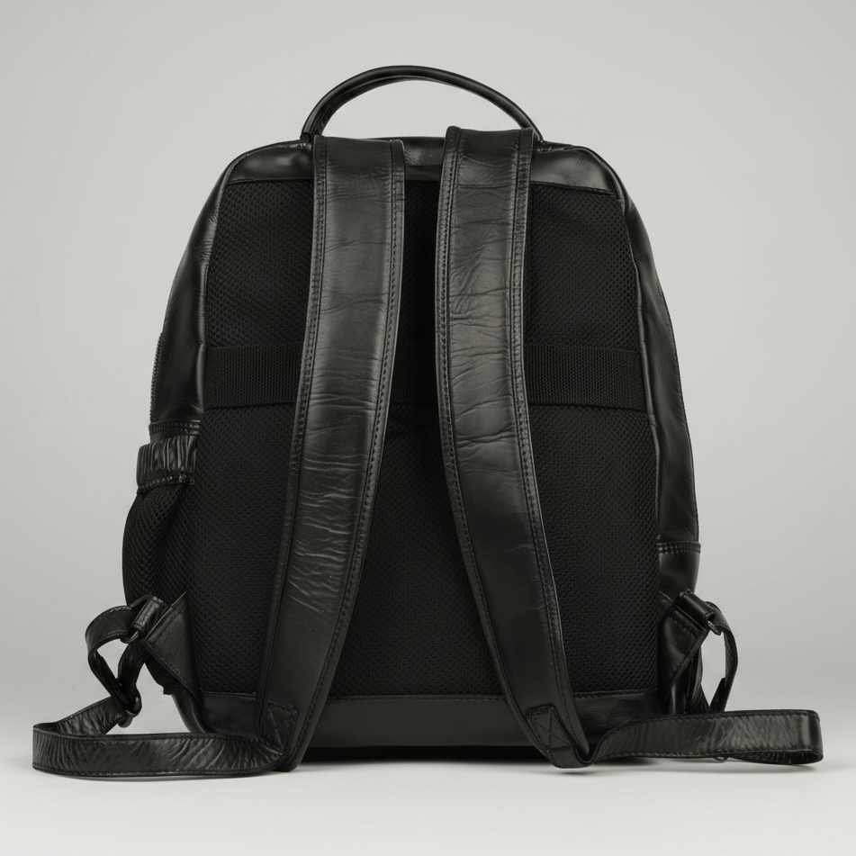 MET Premium Leather Backpack. Dual-Compartment Urban Commuter Pack