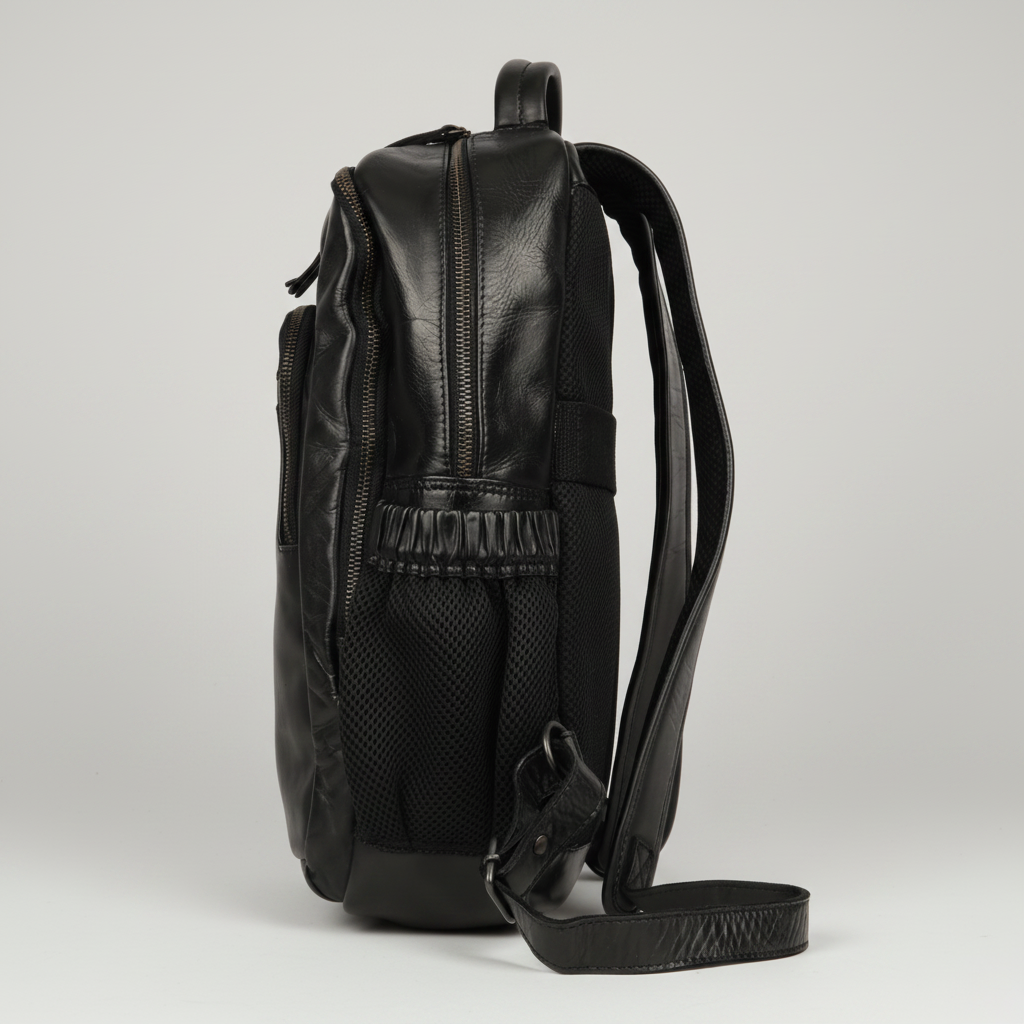 MET Premium Leather Backpack. Dual-Compartment Urban Commuter Pack