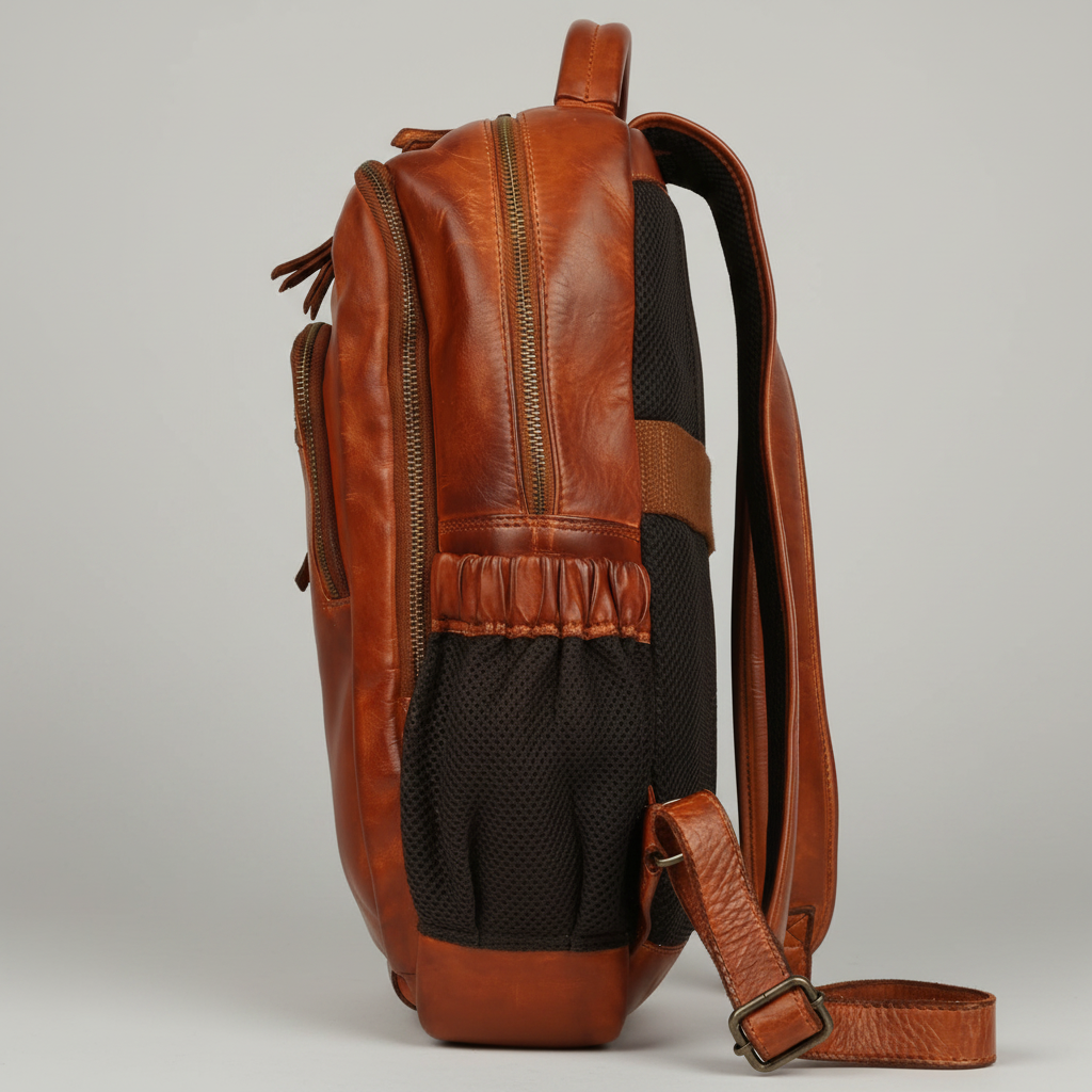 MET Premium Leather Backpack. Dual-Compartment Urban Commuter Pack