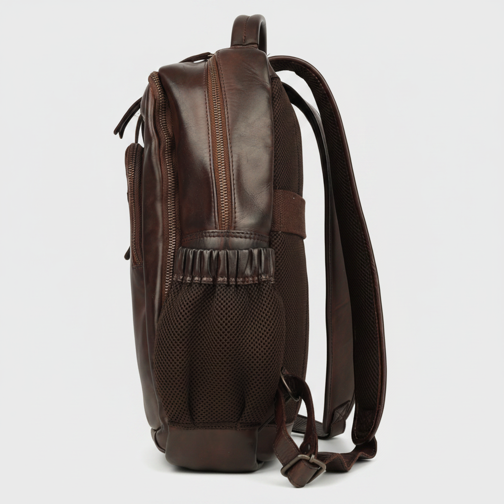 MET Premium Leather Backpack. Dual-Compartment Urban Commuter Pack