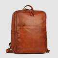 MET Two Adjustable Strap Leather Backpack. Multi-Compartment Commuter Pack