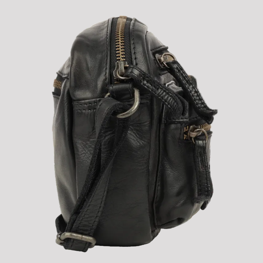 MET Premium Leather Crossbody Bag. Compact Utility Explorer
