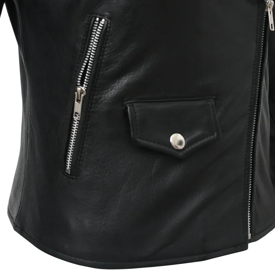 Women’s Lightweight Leather Fashion Jacket | Soft Naked Cowhide Casual Moto Style
