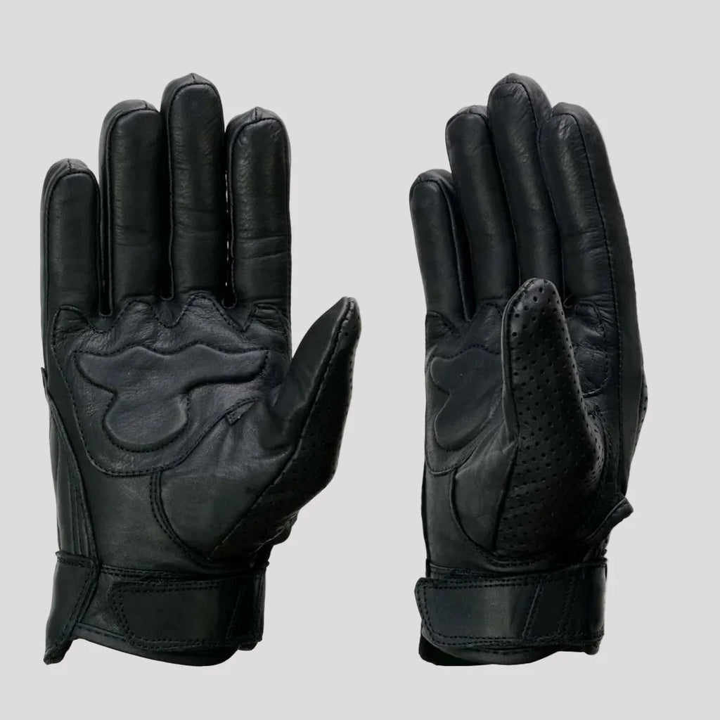 Open Road Men's Perforated Armored Leather Motorcycle Gloves