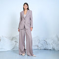 Micro-check tailored blazer with double-button front