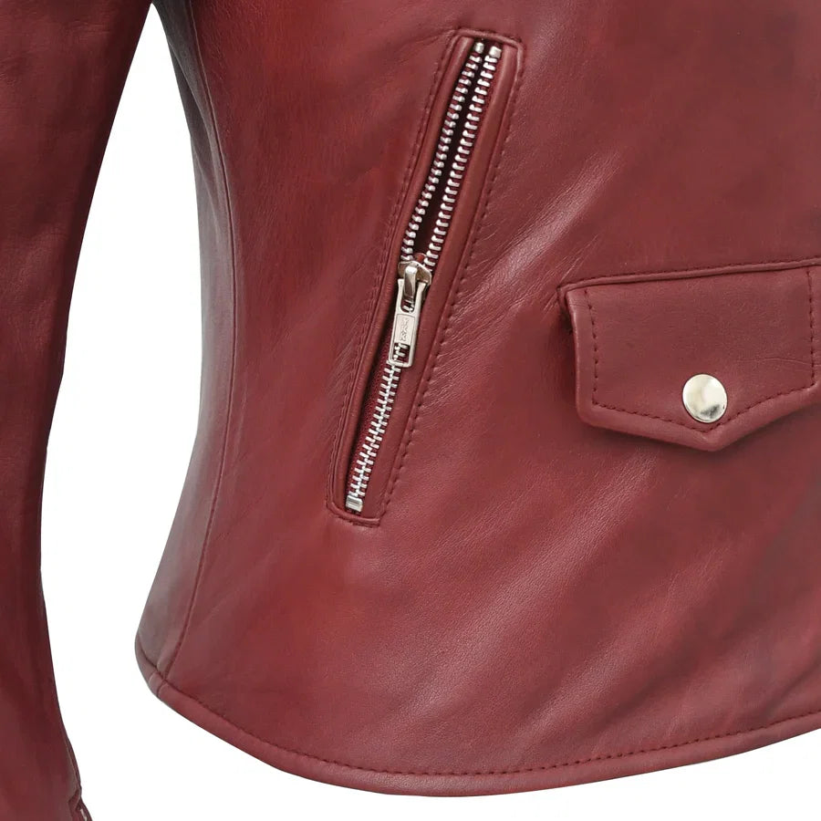 Women’s Lightweight Leather Fashion Jacket | Soft Naked Cowhide Casual Moto Style