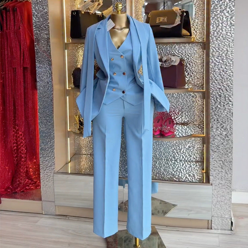 Spring Elegant Women's Solid-Color Three-Piece Set