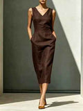 Women's Fashion Solid Color Dress – Elegant Casual Everyday Dress