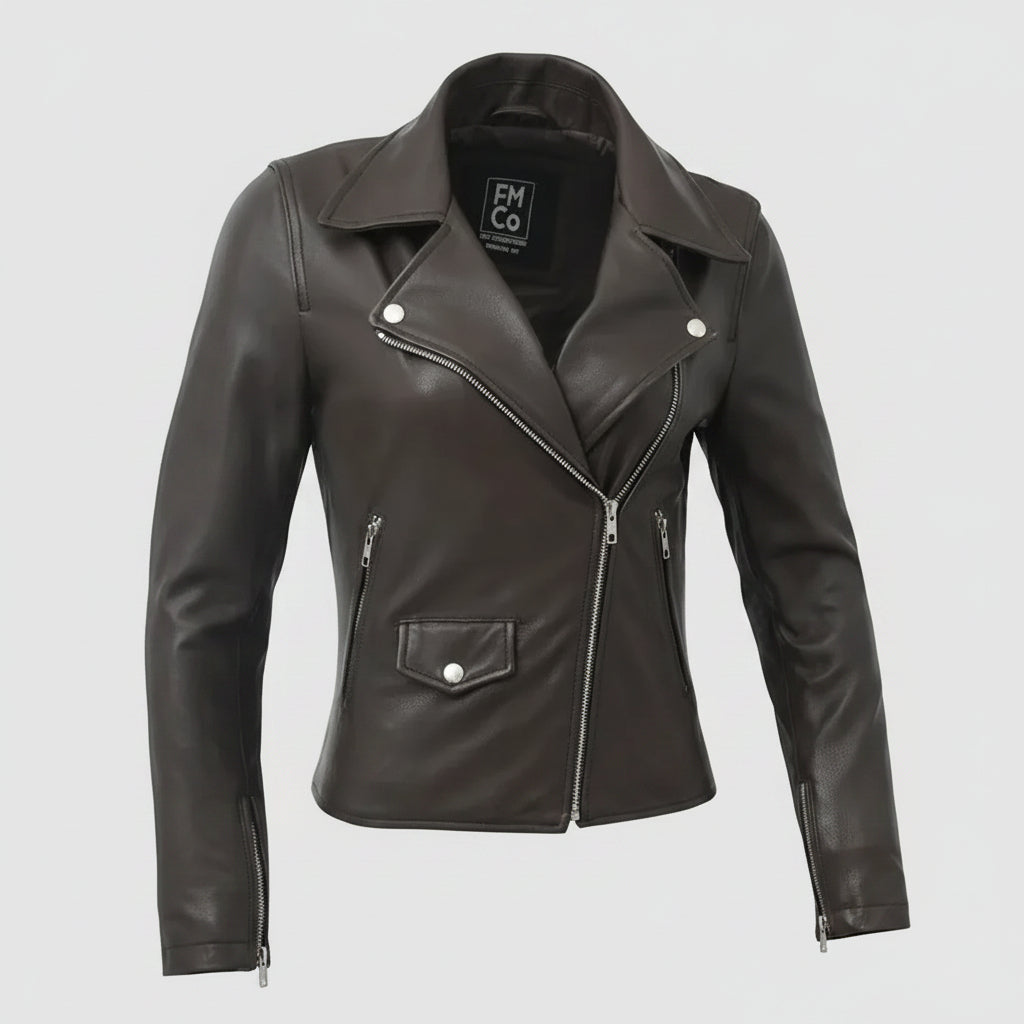 Women’s Lightweight Leather Fashion Jacket | Soft Naked Cowhide Casual Moto Style