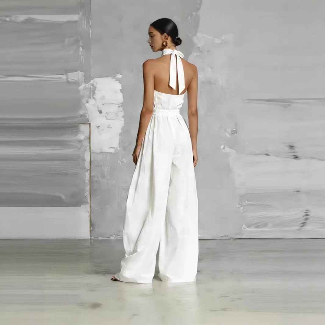 Fashionable And Elegant Belted Pleated Jumpsuit With A Cinched Waist