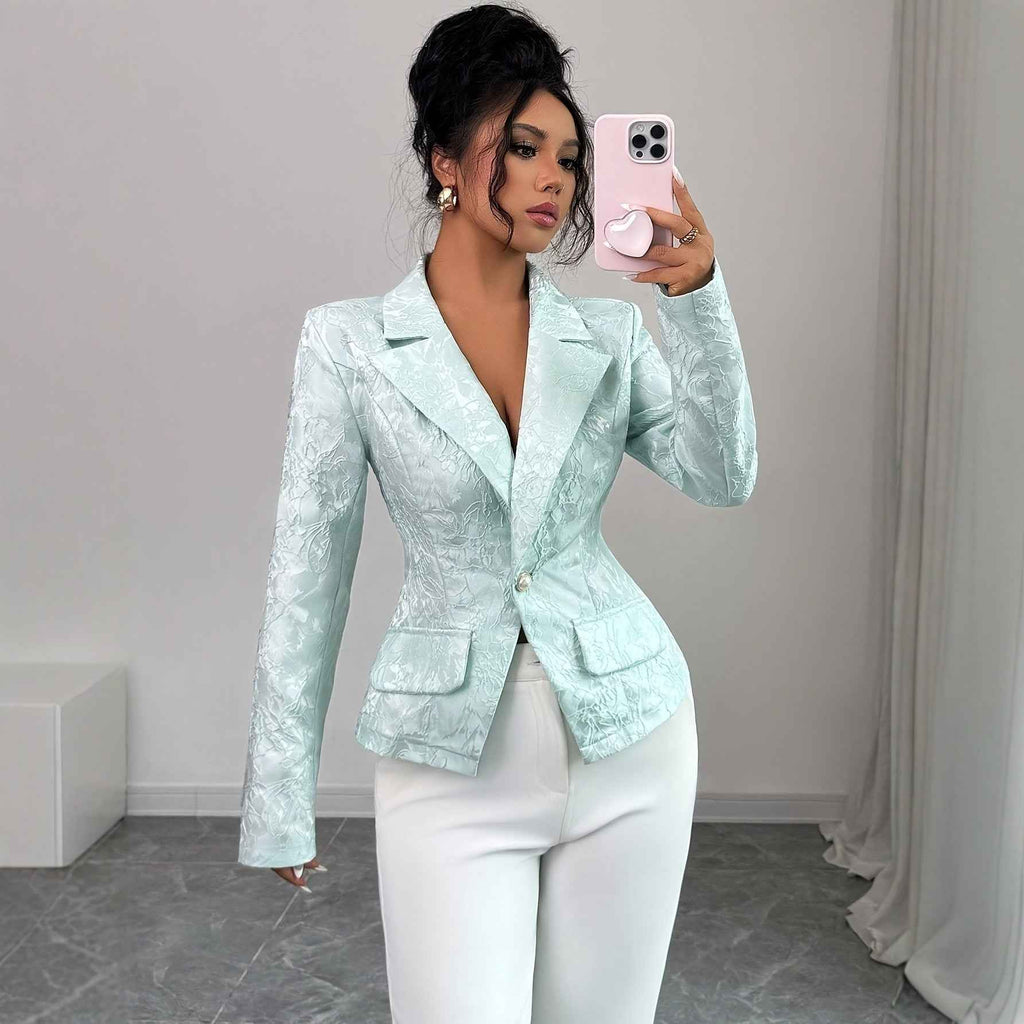 Women’s Embroidered Patchwork Blazer – Casual Lapel Single-Breasted Fashion Jacket