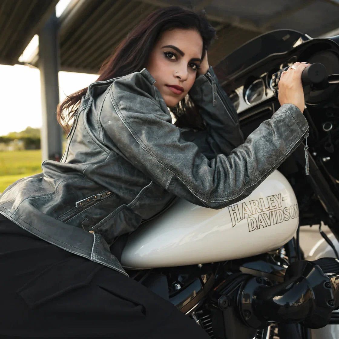 BOL Women's Biker Leather Motorcycle Jacket