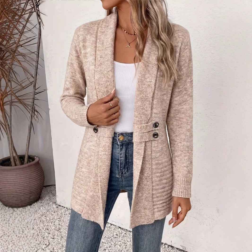 Women's Casual Double-Breasted Wool Cardigan Sweater