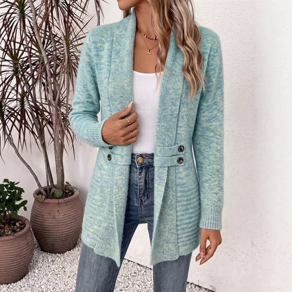 Women's Casual Double-Breasted Wool Cardigan Sweater