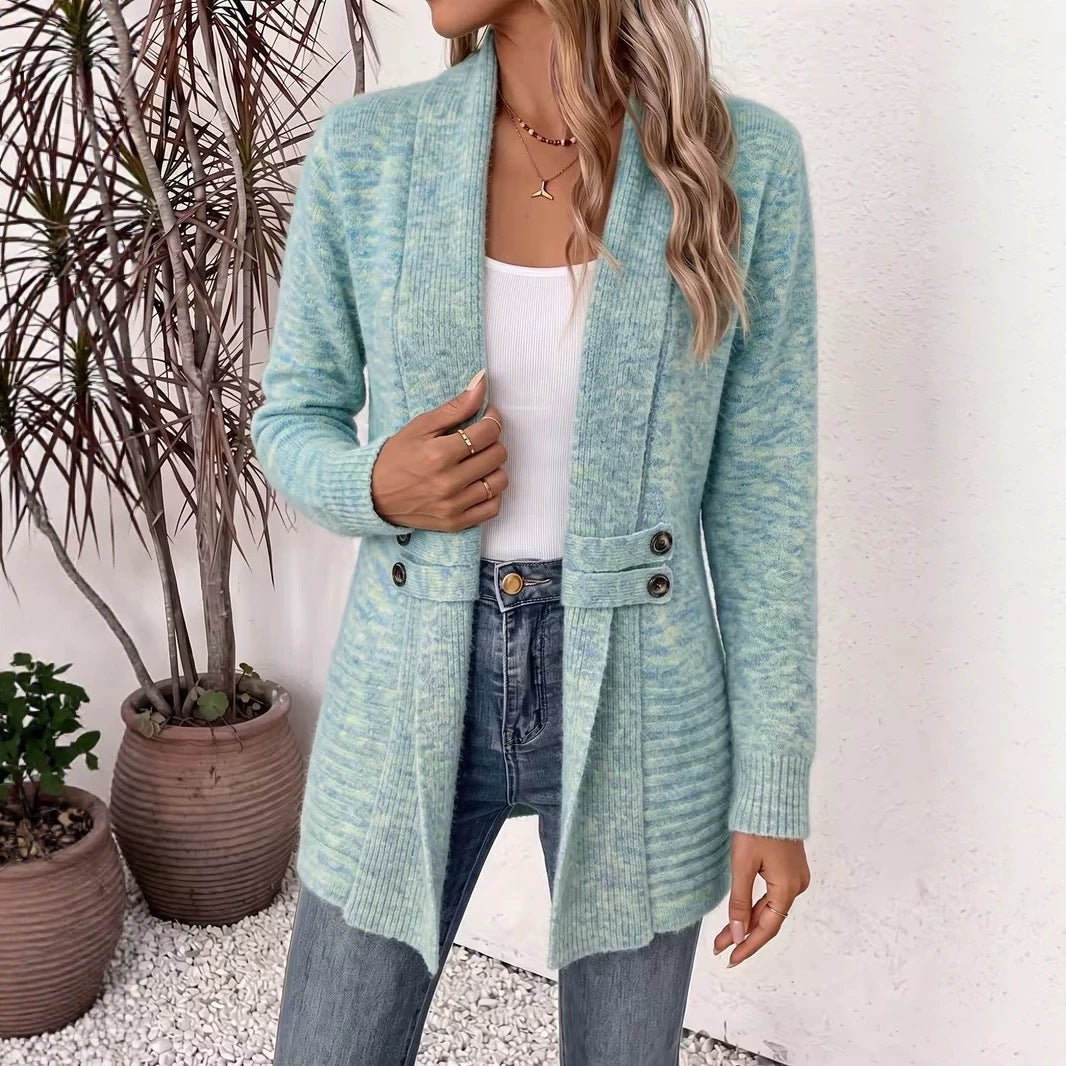 Women's Casual Double-Breasted Wool Cardigan Sweater