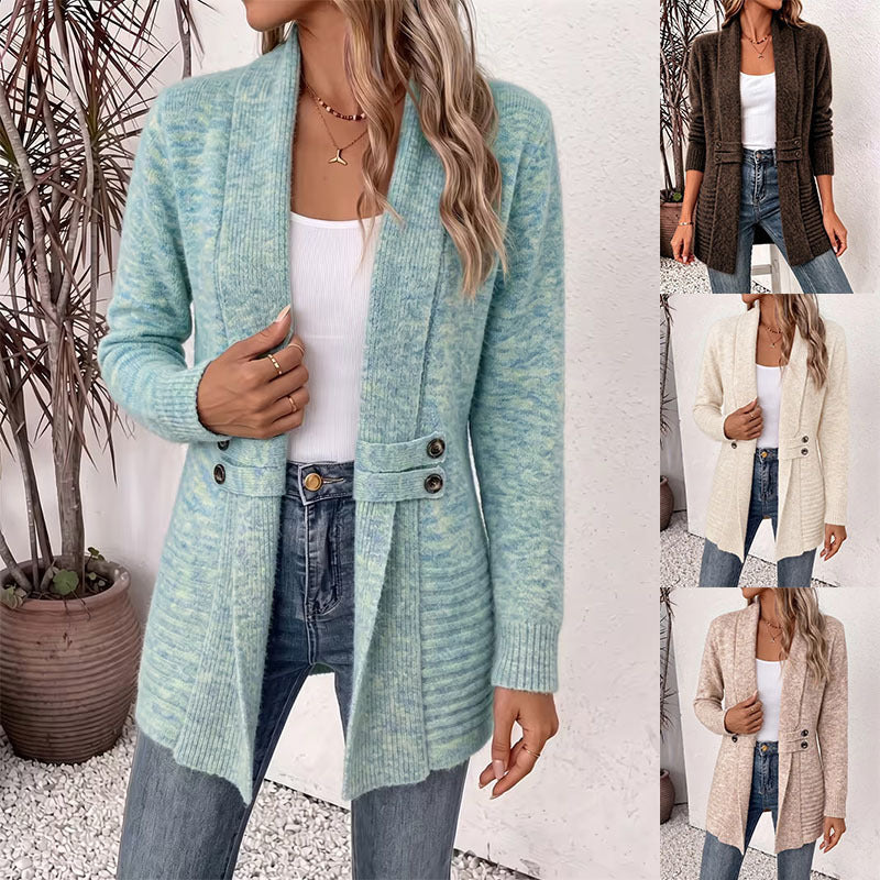 Women's Casual Double-Breasted Wool Cardigan Sweater