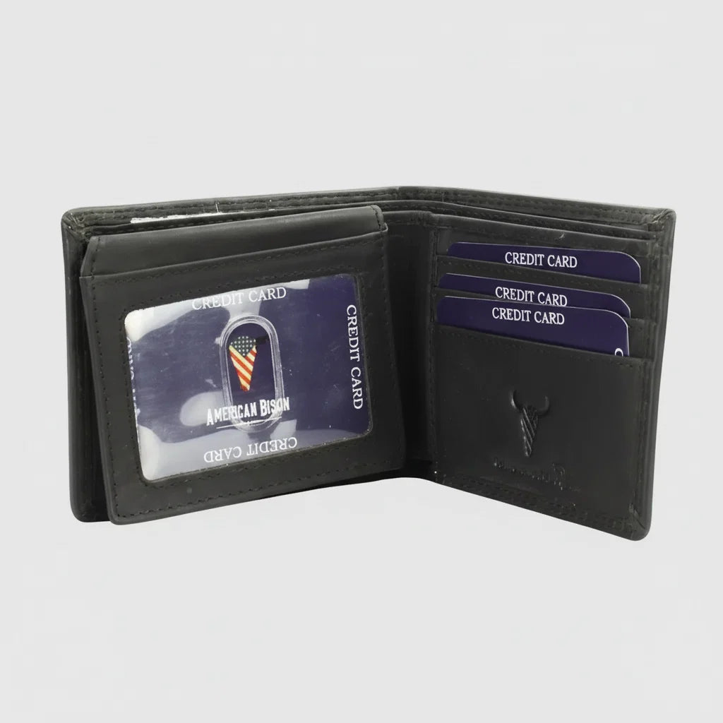 Men’s Cow Leather Wolf Embossed Bifold Wallet