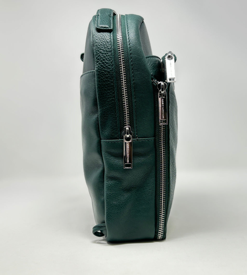 Sac à dos en Cuir Véritable vert foncé, Alice