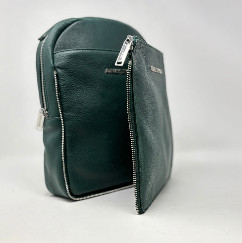 Sac à dos en Cuir Véritable vert foncé, Alice