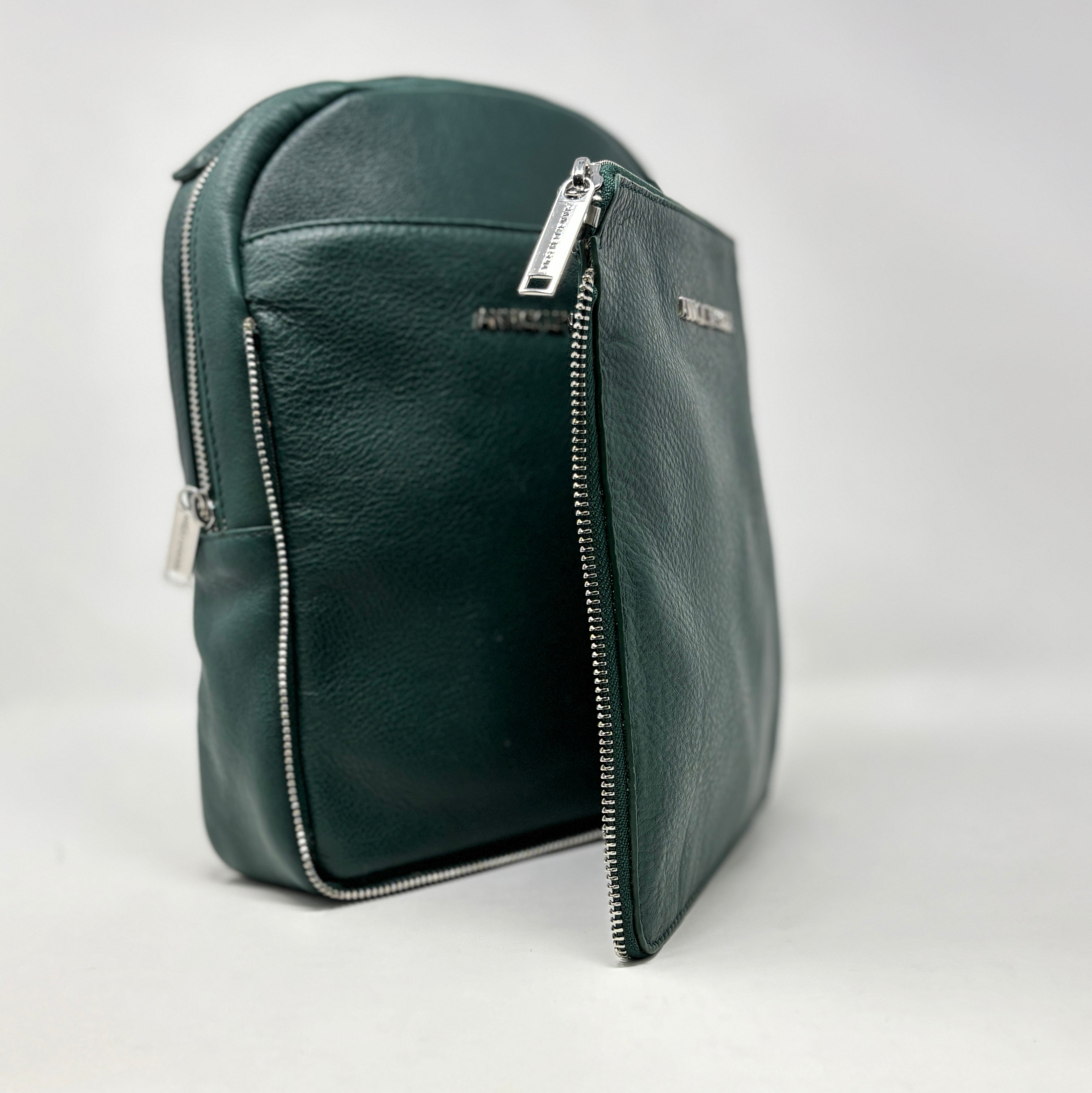 Sac à dos en Cuir Véritable vert foncé, Alice