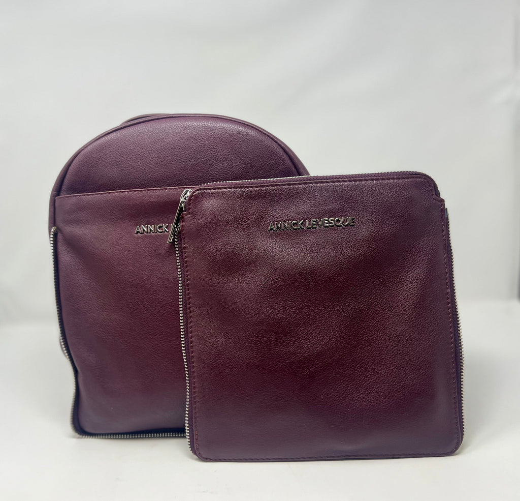 Sac à dos en Cuir Aubergine, Alice