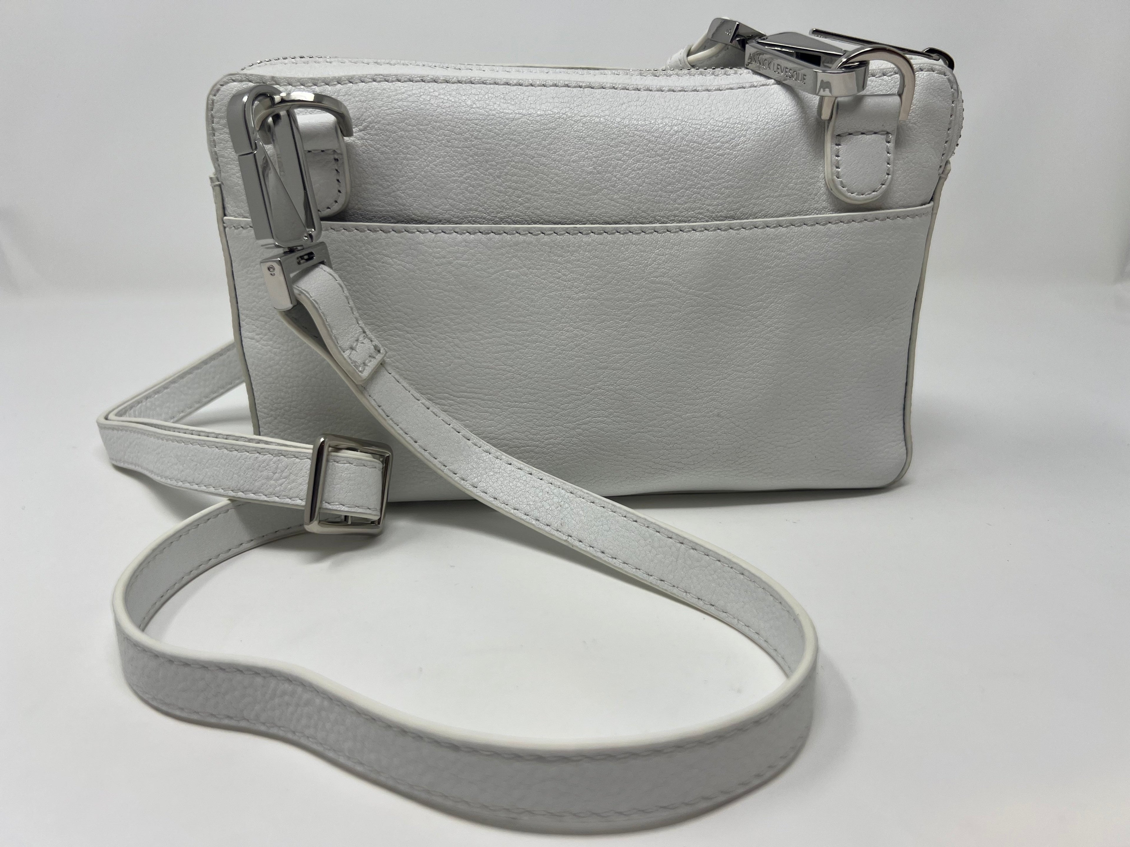 Petit sac bandoulière en Cuir Blanc, Annie