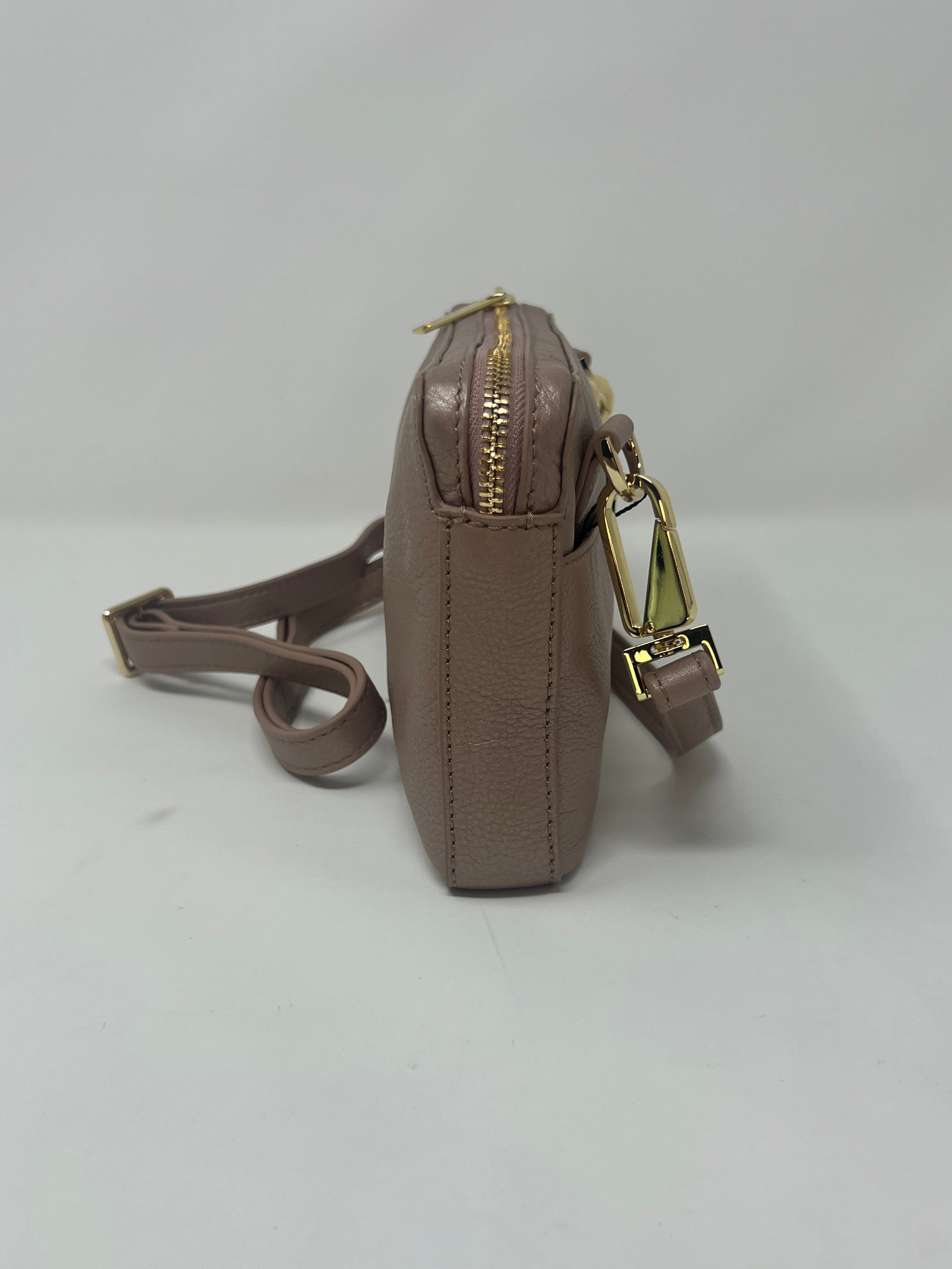 Petit sac bandoulière en Cuir Rose Platine | Annie