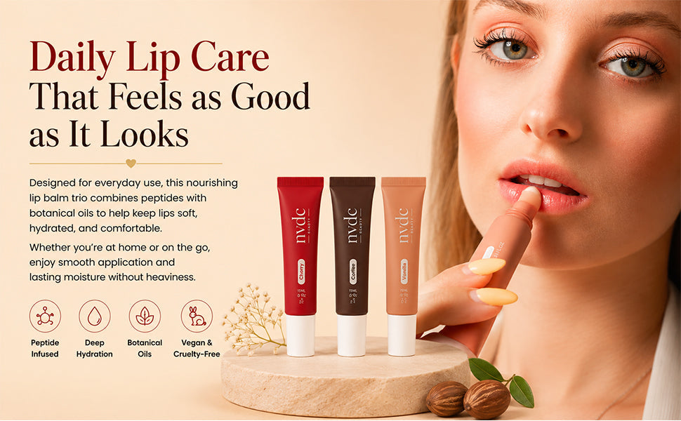 Vegan Lip Balm Trio Set – Peptide & Shea Butter, 3 Flavours