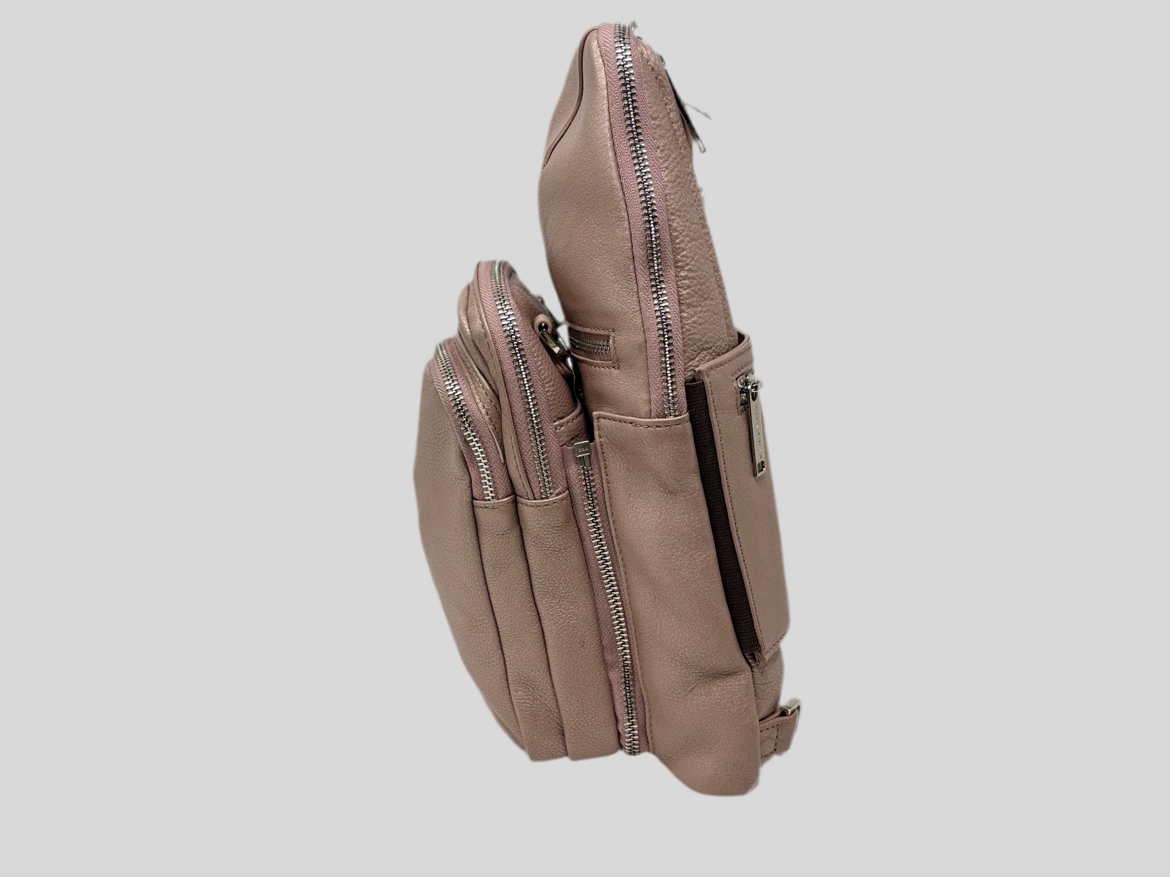 Sac bandoulière 3 en 1 Unisexe avec section pour carte RFID, Rose Platine Gabriel