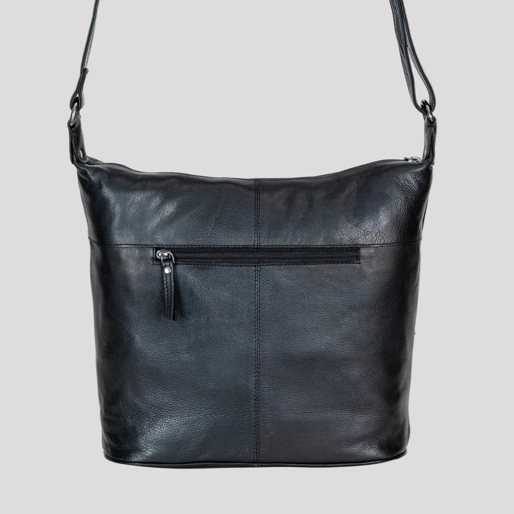 Greenwood Leather Shoulder Bag with 2 Zip Pockets