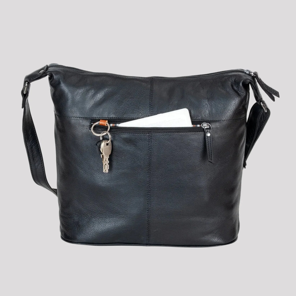 Greenwood Leather Shoulder Bag with 2 Zip Pockets