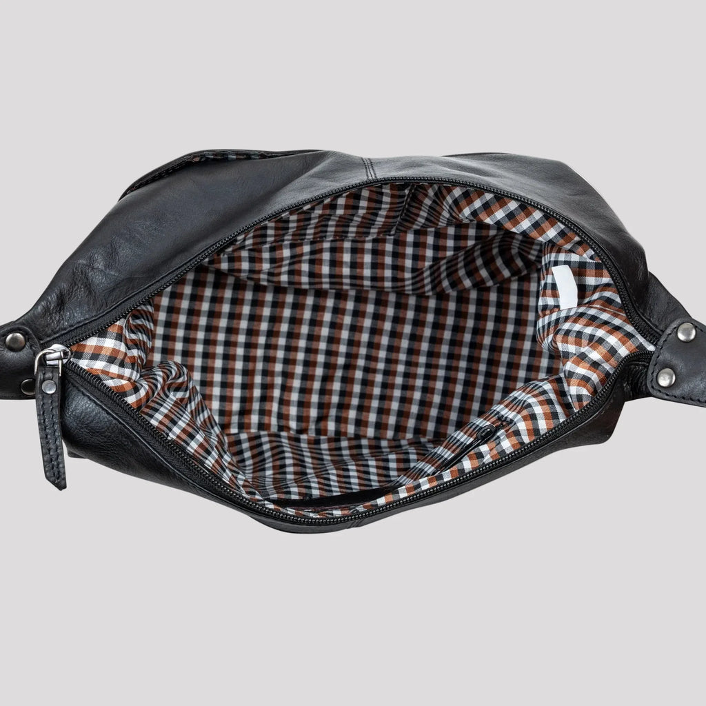 Greenwood Leather Shoulder Bag with 2 Zip Pockets