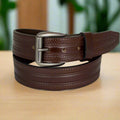 BOL Men's Removable Buckle Ribbed Leather Belt