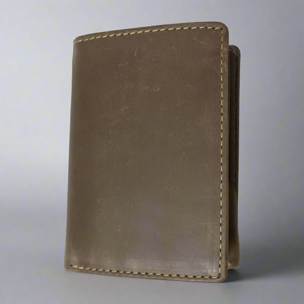 JBG Men’s Trifold Leather Flip-up Wallet. Genuine Distressed Leather RFID Blocking Wallet