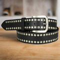BOL Men's Silver Stud Removable Buckle Leather Belt