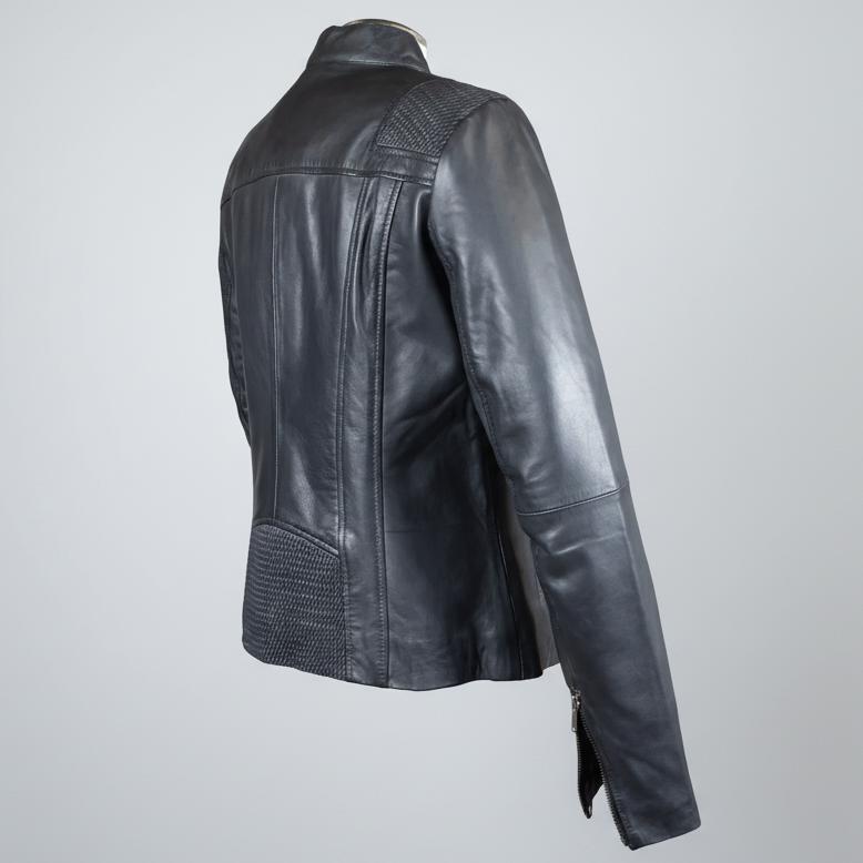 BOL Women's Basket Weave Accent Leather Jacket