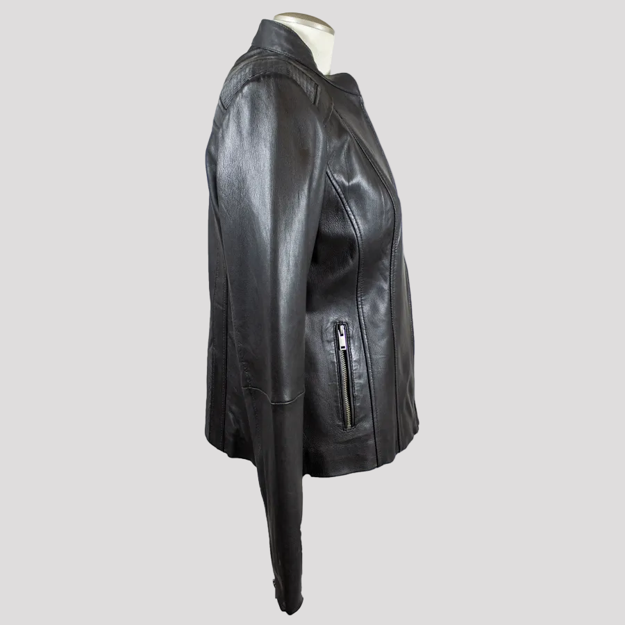 BOL Women's Basket Weave Accent Leather Jacket