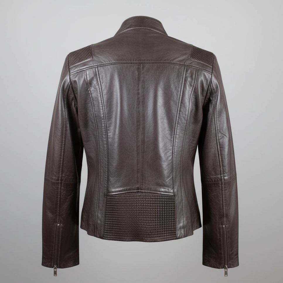 BOL Women's Basket Weave Accent Leather Jacket