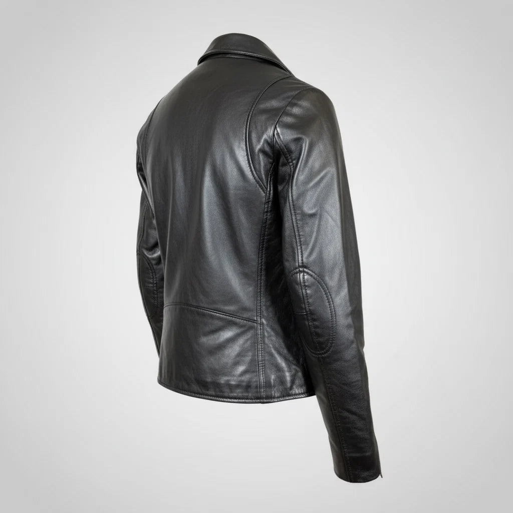 Women's Premium Lamb Leather Moto Jacket with Asymmetrical Zippers