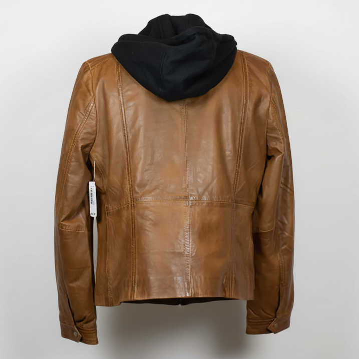 BOL Women's Detachable Hooded Leather Jacket
