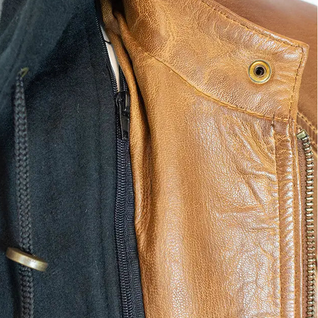 BOL Women's Detachable Hooded Leather Jacket