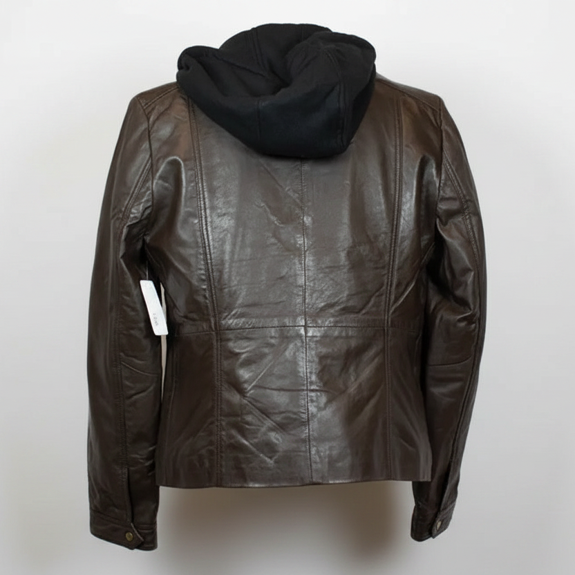 BOL Women's Detachable Hooded Leather Jacket