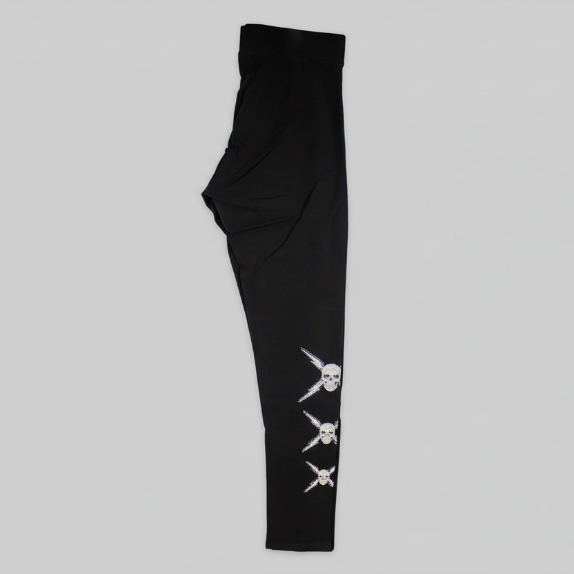 BOL Women's Rhinestone Skull Leggings