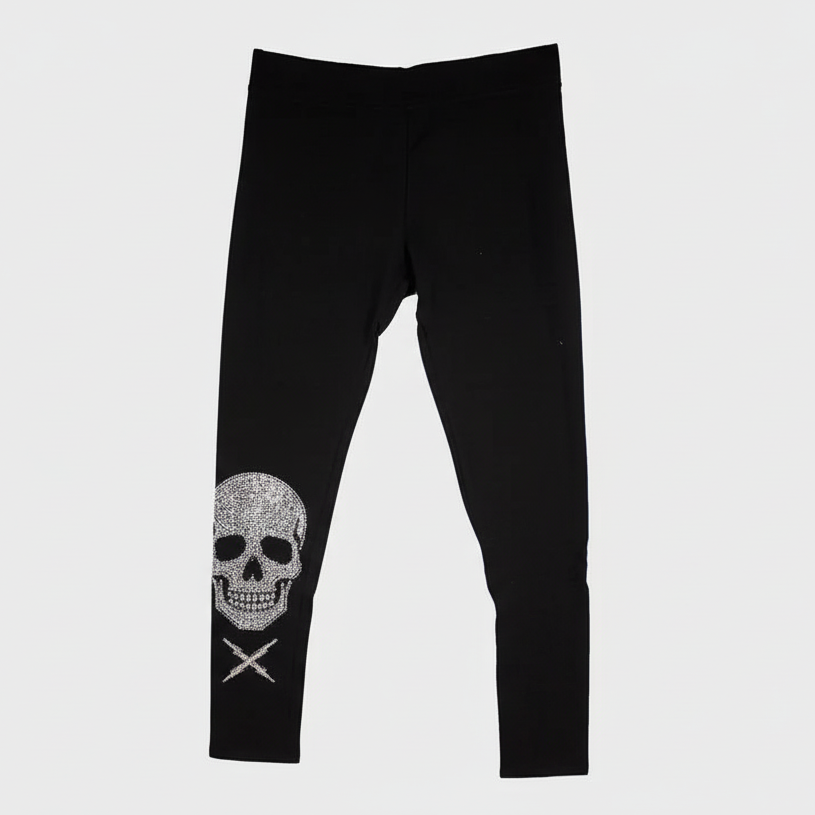 BOL Women's Rhinestone Skull Leggings
