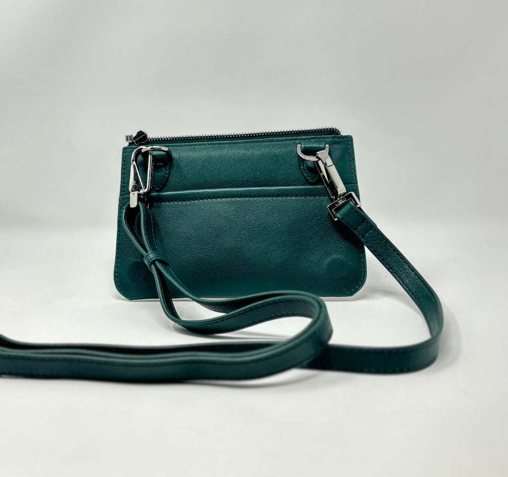 Petit Sac à Bandoulière en Cuir vert foncé, Brigitte