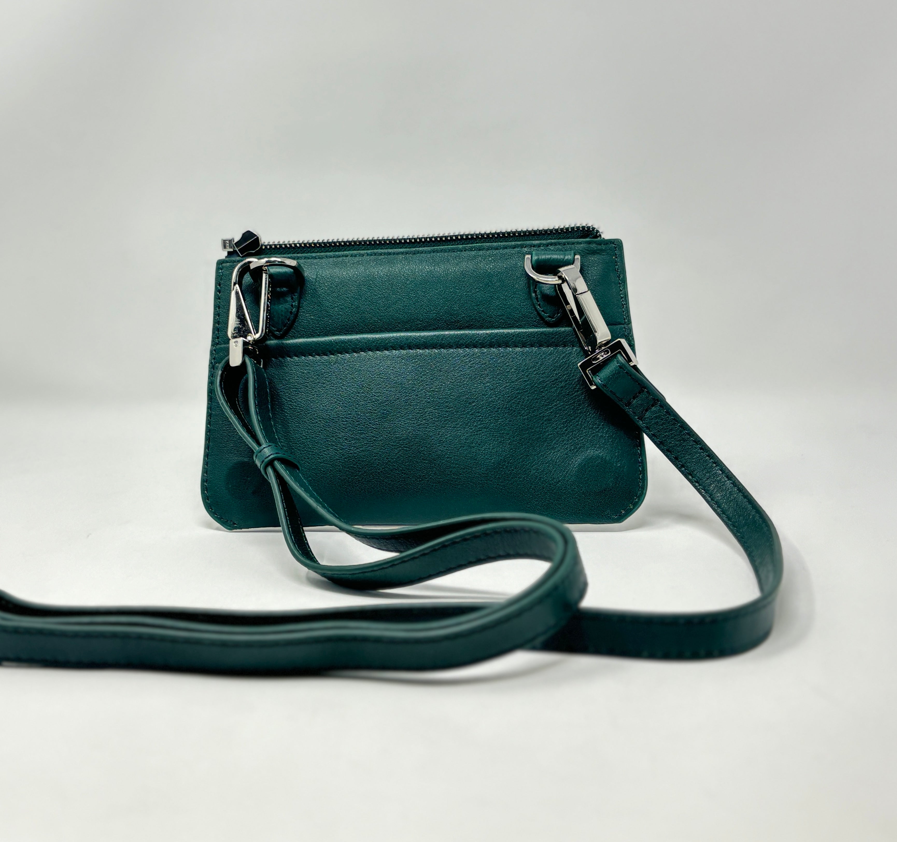 Petit Sac à Bandoulière en Cuir vert foncé, Brigitte