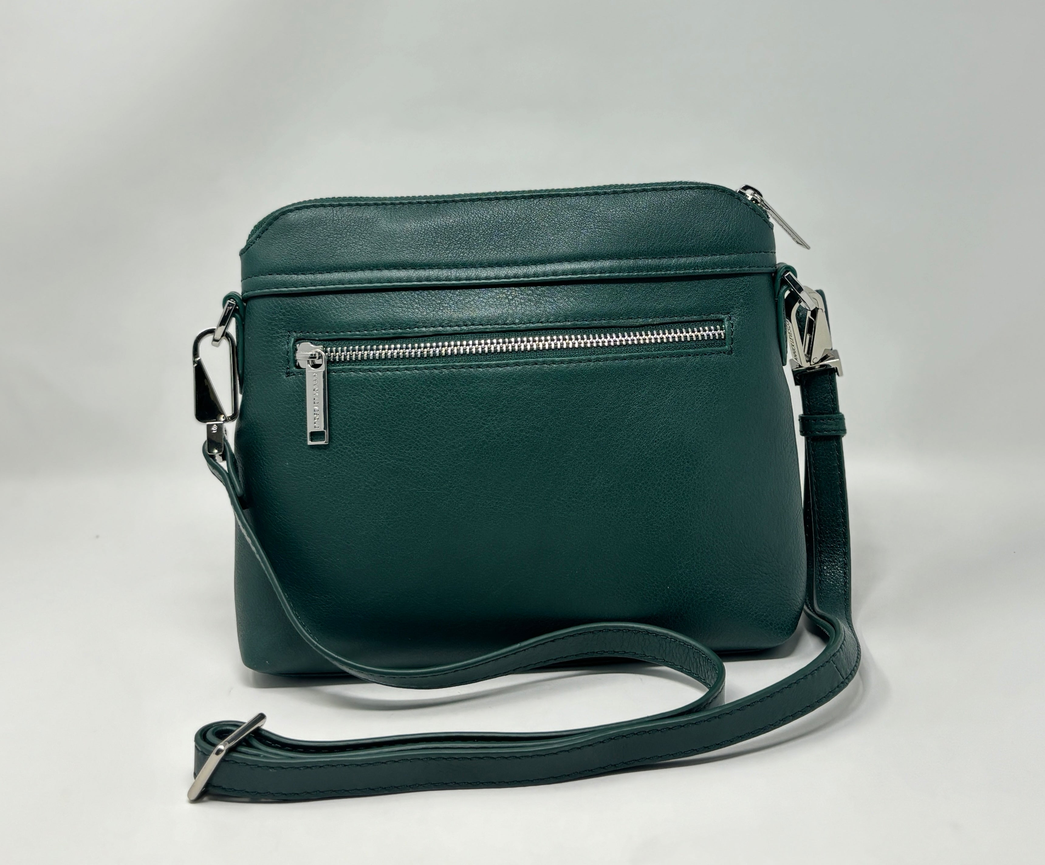 Petit Sac à Bandoulière en Cuir vert foncé, Brigitte