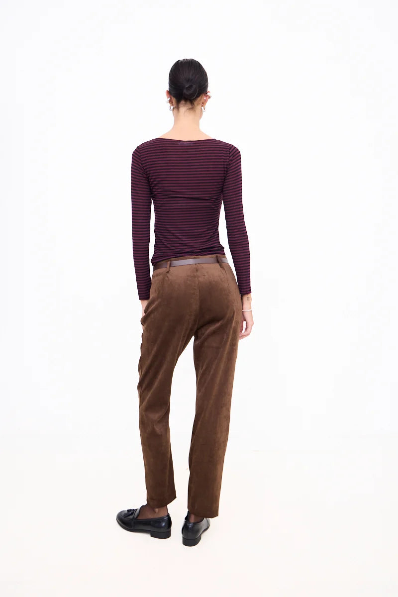 Straight-Leg Corduroy Trousers with Belt