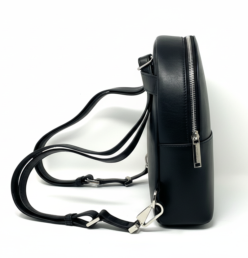 Petit Sac à dos Classique en Cuir noir convertible - Caroline