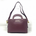 Sac à main en cuir, deux en un, Aubergine, Clarence Moyen